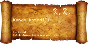 Kende Kornél névjegykártya